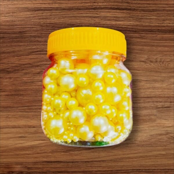 12 Yellow Sugar Pearls – Mixed Size Cake Sprinkles