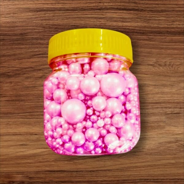 6 Pink Sugar Pearls – Mixed Size Metallic Cake Sprinkles