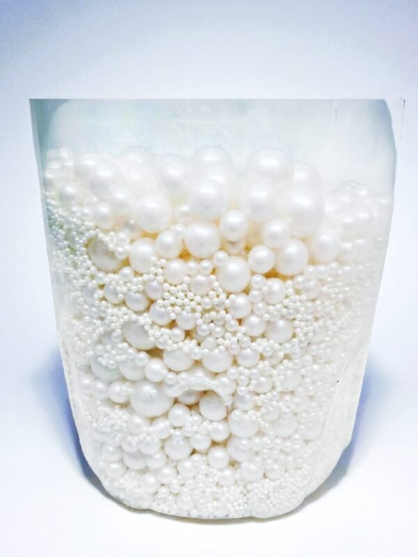 100 White mixed sugar pearls 50gm