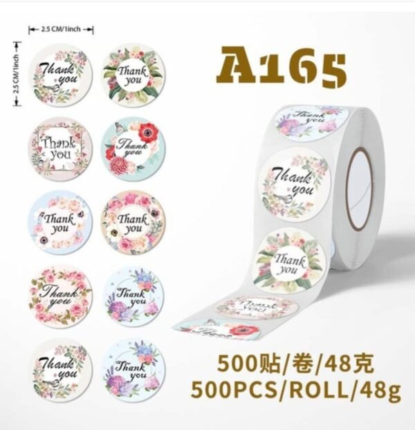 2 Thank you sticker 500 PCs A165