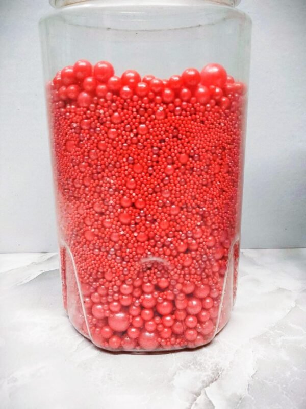 Red Mixed sugar pearls 50gm